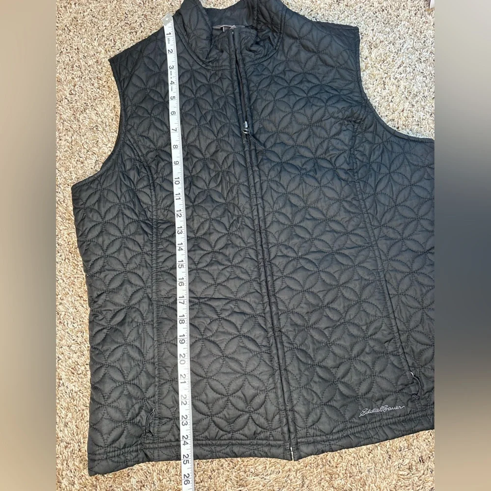 Eddie Bauer Quilted Vest Women’s Large Black Lightweight Zip‎ Up